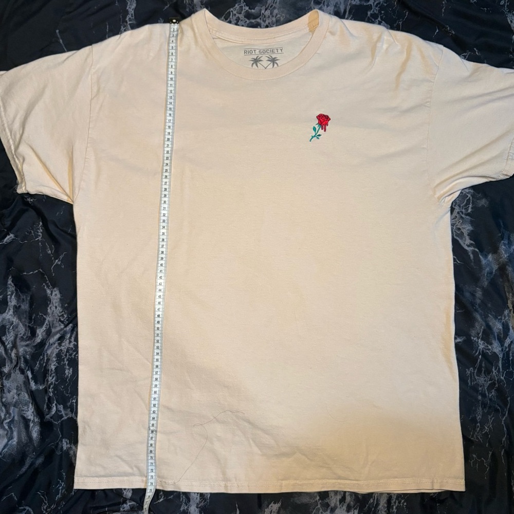 Riot Society Cream Tee with Rose Embroidery